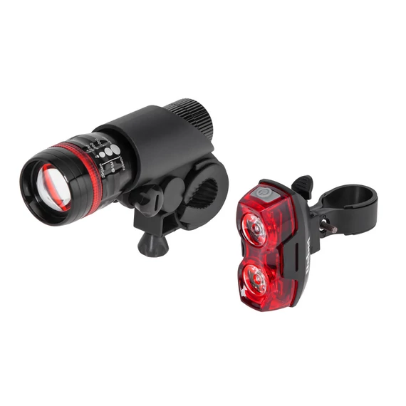 Rebel LEC-URZ0910 LED kerékpár első és hátsó lámpa szett, Fekete/Piros
