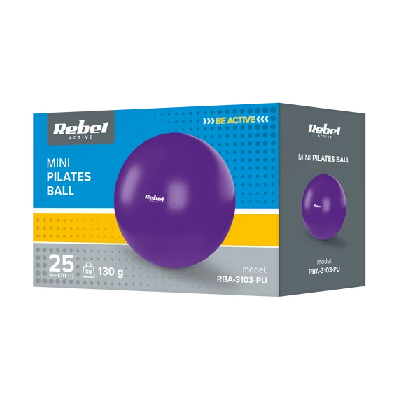 Rebel Active RBA-3103-PU - rehabilitációs pilates labda 25 cm, kézi pumpával, lila