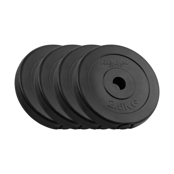 Rebel Active RBA-2115 - műanyag súlytárcsa szett 4x2,5 kg, 31 mm, fekete