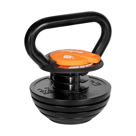 Rebel Active RBA-2324-18 - állítható öntöttvas kettlebell, 18 kg, fekete/narancs