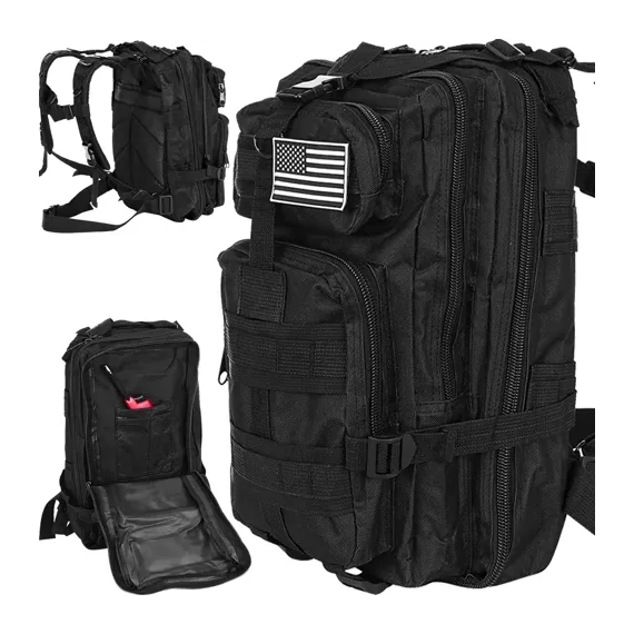 Trizand 8915 - 26 literes turista, katonai hátizsák (44x x 28 x 16cm), fekete