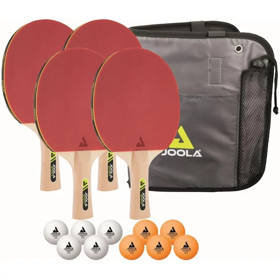 Joola Spirit - pingpong készlet (4 ütő, 10 labda), piros/világosbarna