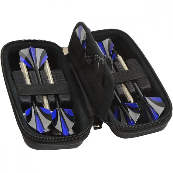 Enero Plastic Darts - műanyag darts toll készlet tokban (6db-os), ezüst/kék/fekete
