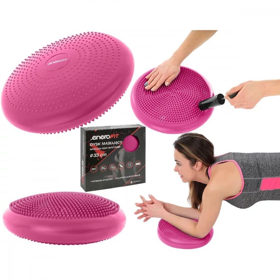 Enero Fit Massage Disk - támasztó masszázspárna pumpával, 33 cm, rózsaszín