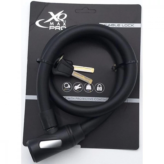 Xqmax Pro Cable Lock - kulcsos kerékpárzár, 80cm, fekete