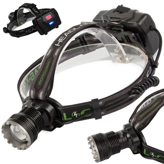 Bailong BL-T21-P99 LED akkus fejlámpa powerbankkal, fekete