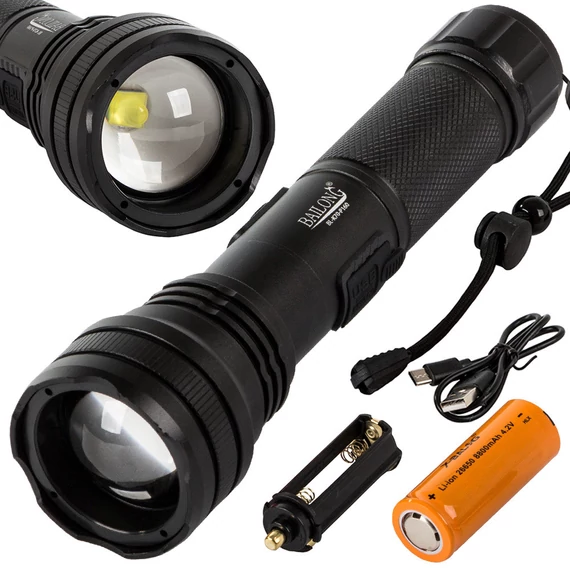 Bailong BL-K70 LED taktikai katonai akkus zseblámpa, fekete